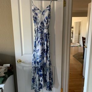 Lulus Blue and White Floral Maxi Dress